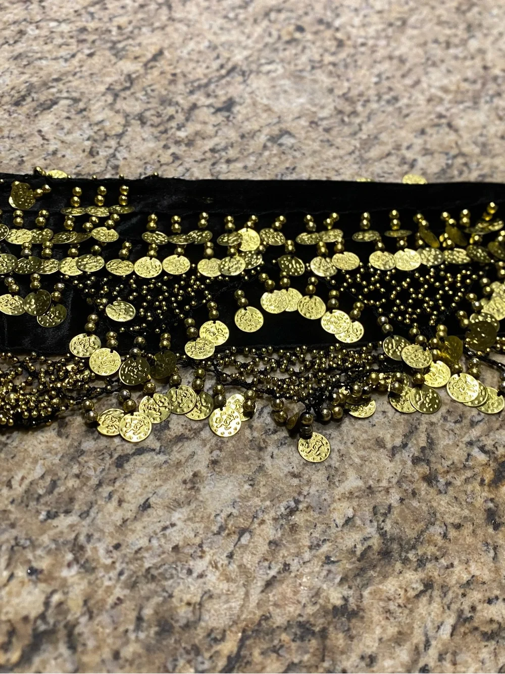 Black & Gold Womens Belly Dance Hip Scarf